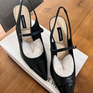 Nine West Black Pointed Slingback Heels